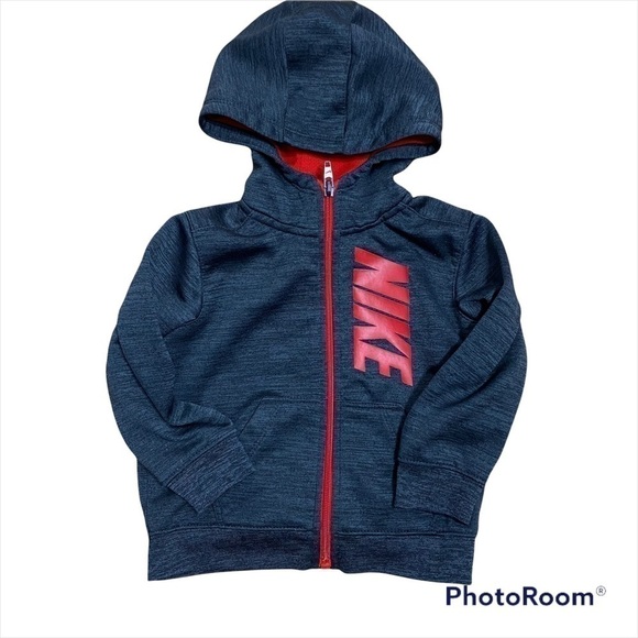 Nike Full Zip Hooded Sweatshirt 18 months Gray Red Kids Baby - Picture 1 of 4
